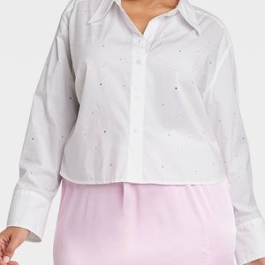 Rhinestone button down shirt